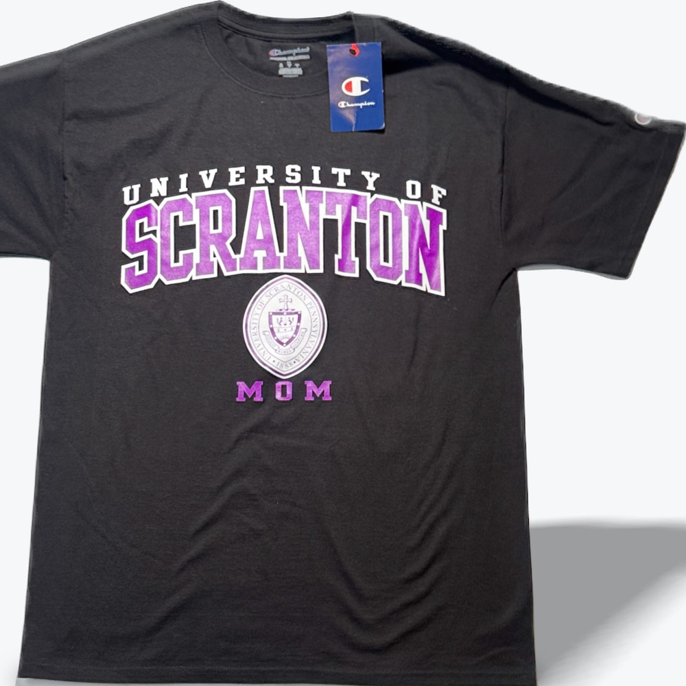 Champion University of Scranton T Shirt Mom Black Purple Graphic Tee Medium NWT